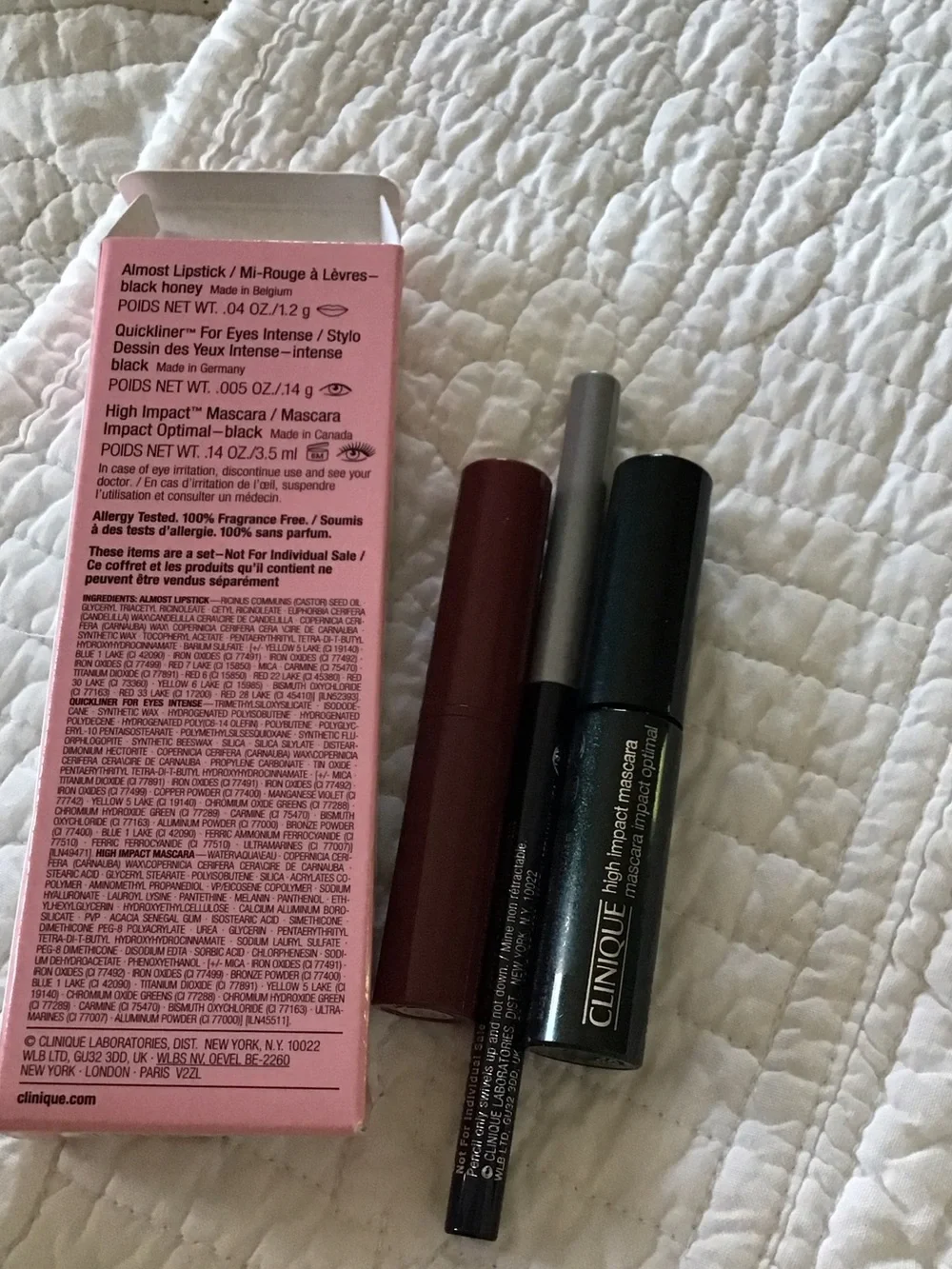 Clinique Mini Makeup Set Almost Lipstick Black Honey Quickliner Intense Black